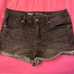 Denim black wash jean shorts